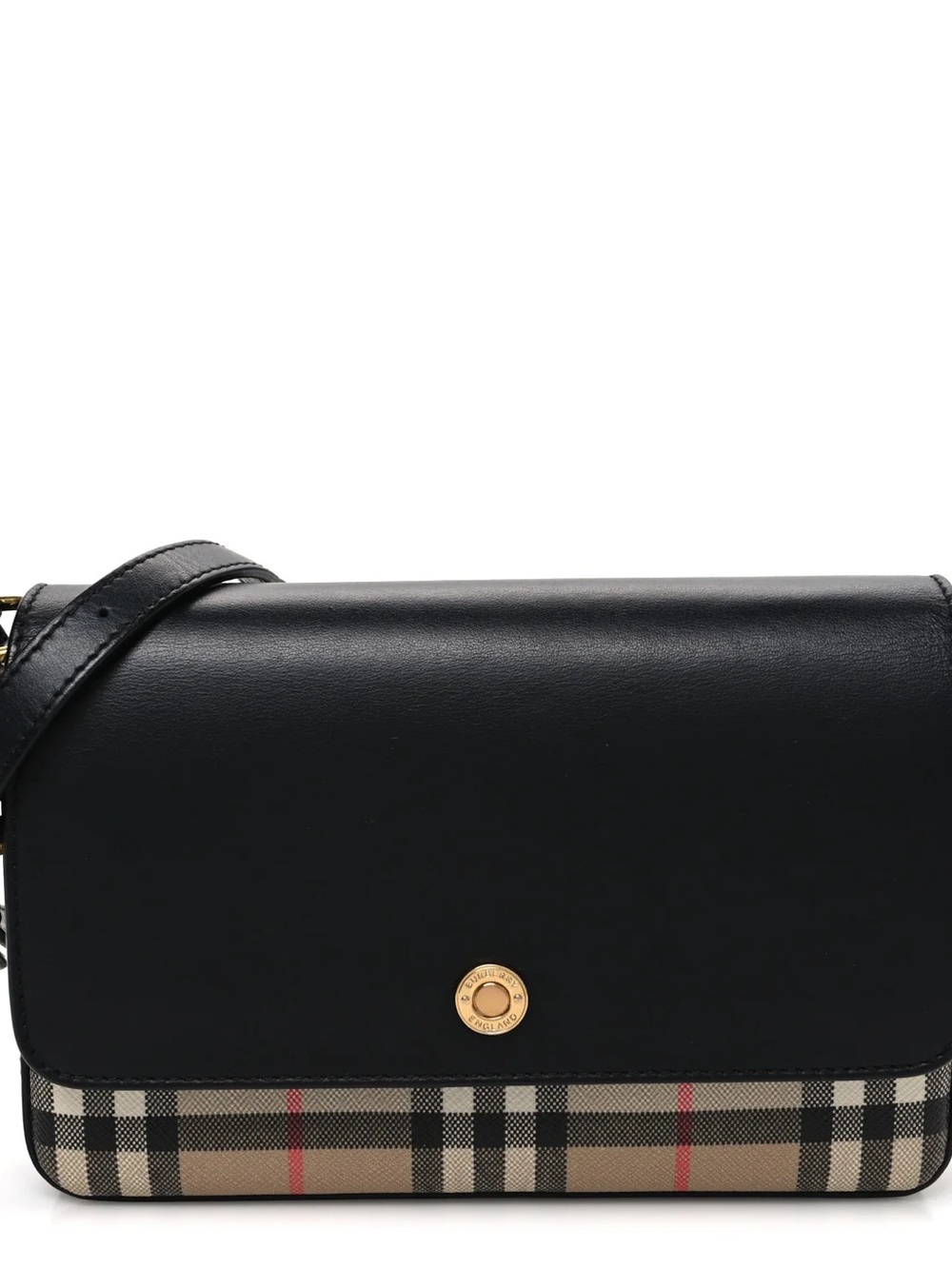 BURBERRY Calfskin Mini Vintage Check Note Bag Black